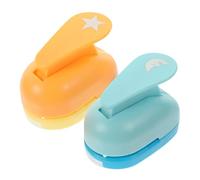 TEHAUX 2pcs DIY Shape Hole Punch Set for Boys and Girls 1.5cm Moon Star Paper Puncher for Scrapbooking Card Making Crafts Christmas Projects