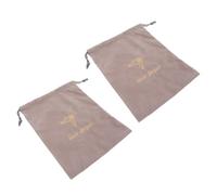 TEHAUX 2pcs Drawstring Hair Dryer Bags Velvet Storage Pouches 23x30cm Light Grey Portable Organizer for Travel and Hotel Use