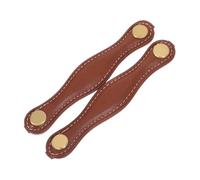 TEHAUX 2pcs Faux Leather Drawer Handles Red Brown Cabinet Pulls Ergonomic Grip for Cabinets Dressers Wardrobes Replacement Hardware for Home Furniture Upgrade