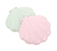 TEHAUX 2pcs Folding Makeup Mirror Double Sided Seashell Shape Portable Pocket Cosmetic Mirror with 1x and 2x Magnification Smooth Foldable Structure for Travel and Social Events
