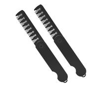 TEHAUX 2pcs Folding Travel Beard Comb Portable Black Plastic Wide and Fine Tooth Multi-use Grooming Folding Comb Classic Stylish Detangling Hair Tool for Men and Women on Occasions