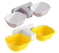 TEHAUX 2pcs Food Bowl for Cat Dual Pet Feeder Wall-mounted Design Plastic Cat Drinking Water Bowl with Sticker Reducing Noise Not Easy to Hide Dirt Unique Bright Decoration for Room
