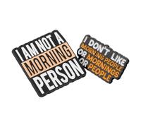 TEHAUX 2Pcs Funny English Brooch Pins I M Not an Early Riser Zinc Alloy Decorative Lapel Badge for Pin Collecting and Birthday