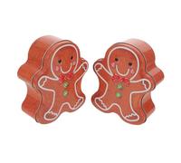 TEHAUX 2pcs Gingerbread Man Christmas Treat Containers with Sealed Lid Reusable Holiday Candy Boxes for Fresh Cookies Chocolates Biscuits Festive Party Favors Tin Boxes