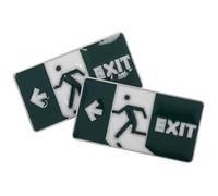 TEHAUX 2pcs Glow the Dark Alloy Brooch Pins with Creative and Trendy Design, Cute Mini Exit Sign Pins for Backpacks and Clothing, for Gifting and Holiday Decorations