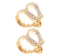 TEHAUX 2pcs Golden Claw Hair Clips for Women with High Ponytail Fixation and Hair Damage Prevention, Zinc Alloy and Rhinestones Material, for Weddings and Parties