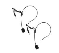 TEHAUX 2pcs Head-mounted Wired Microphone Bendable Arm and Omnidirectional Pickup, Plastic Material Lightweight Design, Suitable for Teaching and Computer Use, 3.5mm Plug, Black