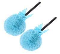 TEHAUX 2pcs Lollipop Makeup Puff Plush Fiber Puff Makeup Pads Compact Design Does Not Stick Too Much Powder Blue for Home and Travel Use