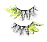 TEHAUX 2pcs Luminous False Eyelashes Yellow Fiber Material, Reusable and Not Easy to Deform, for Occasion Decorative Eye Makeup Look
