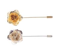 TEHAUX 2pcs Men Flower Lapel Pins Vintage Alloy Red Rose Brooch Pin Lightweight and Secure to Collar for Business and Formal Events