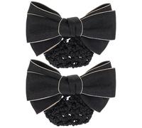 TEHAUX 2pcs Mesh Hair Snood Decor Hair Net with Ribbon Alloy Material Simple Bow Knot Design for Nurses and Bank Clerks in Positions That Needed for Safety Reason Or Casual Occasions