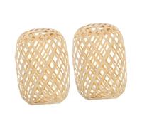 TEHAUX 2PCS Mini Bamboo Woven Ceiling Lamp Shades Small Rustic Pendant Light Covers for Floor Lamp Replacement Handcrafted Lantern Shades with Durable Artistic Bamboo Weaving Soothing