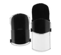 TEHAUX 2pcs Mini Retractable Makeup Brushes for Travel, Black Acrylic and Fiber Wool Material with Ergonomic Shape and Precise Coverage, for Powder, Blush, and Foundation Application