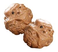 TEHAUX 2pcs Peach Wood Dragon Phoenix Hand Rolling Massage Balls Wooden Hand Exercise Balls for Elderly for Stress Relief and Circulation