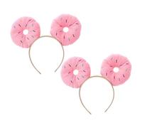 TEHAUX 2pcs Pink Doughnut Hair Band Headbands with Elastic Wide Design and Flannel Sponge Material, Cute Sweet Treat Headwear for Dance Events and Carnival Activities