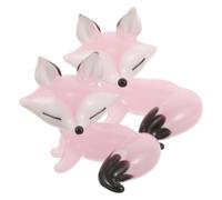 TEHAUX 2pcs Pink Glass Fox Figurine, Cute Cartoon Animal Collectible | Smooth Polished Finish, Rounded Edges, Easy to Relocate on Wood Surfaces, Shelves or Study Furniture