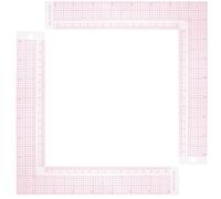TEHAUX 2pcs Pink Plastic Tailor Sewing Rulers without Burrs L Curve Measuring Ruler for Professional Pattern Making in Tailor Shop and Home Use