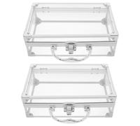 TEHAUX 2pcs Plastic Book Storage Boxes with Handle and Flat Lid, Multipurpose Organizer for Bible and Comic Books Protection, Suitable for Studies and Libraries, 9.8x6.9x3.35 Inch