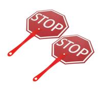 TEHAUX 2pcs Plastic Handheld Stop Sign for Classroom Use, Red Interactive Learning Tool with Handle, Easy to Clean Teacher and Student Supplies for Engaging Learning Activities