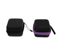 TEHAUX 2pcs Portable 7-Grid 5ml Essential Oil Storage Pouches Hanging Strap, Shockproof Carrying Bags for Aromatherapy Bottle Organization, Black and Purple