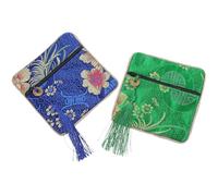TEHAUX 2pcs Portable Multipurpose Storage Bags Zipper Closure, Sturdy Cotton and Polyester Material, Blue Small Tape Holder for Nails and Guzheng Tapes, Stylish and