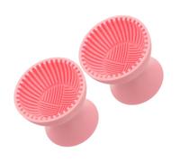 TEHAUX 2pcs Portable Silicone Makeup Brush Cleaner Cups for Travel and Beauty Routine Soft and Versatile Makeup Brush Cleaning Tool with Scrubber Pad for Easy Cosmetic Washing
