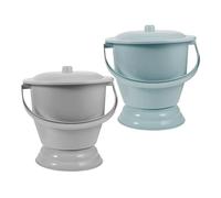 TEHAUX 2pcs Portable Spittoon Chamber Bucket Lightweight Non-Skid Design Plastic Bedside Urinal with Lid for Home and Travel Use by Elderly and Pregnant Women