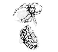 TEHAUX 2pcs Punk Retro Spider Web Rings for Women, Silver Alloy Material, Exaggerated Vintage Design, for Daily Wear and Wedding Accessories