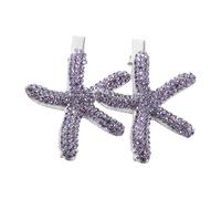 TEHAUX 2pcs Purple Sea Star Hair Clips with Rhinestones Lightweight Zinc Alloy Secure Clip Unique Ocean Design Hair Accessories for Women Beach and Special Occasions
