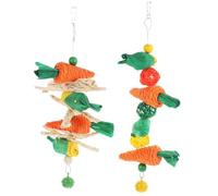 TEHAUX 2pcs Rabbit Chew Toys for Small Pets, Rope Carrot Strings with Unique Shapes for Playing and Grinding Teeth, Oral Care Tool and Bunny Teething Playthings Random Color