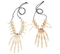 TEHAUX 2pcs Resin Skull and Hand Bone Necklaces for Women, Comfortable to Wear Clavicle Chains with Unique Retro Style, for Halloween Parties and Dance Events