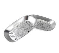 TEHAUX 2pcs Retro Design Tinplate Jewelry Holder and Candy Plate with Silver Finish, Well Organised Small Items Storage Dish for Home Decor and Displaying Food
