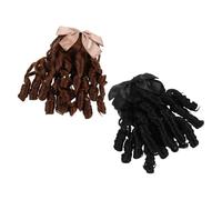 TEHAUX 2pcs Retro Wig Ponytail for Women Long Curly Synthetic Hair Extensions Cosplay Elegant Style for Vintage Dance Parties and Historical Costumes