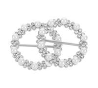 TEHAUX 2pcs Rhinestone Pearl Scarf Clip Rings for Women, Circle Shaped Knotted Clothes Corner Buttons, round Alloy Shawl Buckle Clips for Neck Scarves and T-shirts