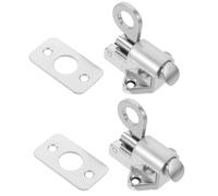 TEHAUX 2pcs Self-Closing Spring Loaded Bolt Latch Lock Zinc Alloy Pull Ring Gate and Security Door Latch for Automatic Closure and Window Application
