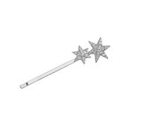 TEHAUX 2pcs Silver Star Hair Pins Metal Bobby Clips Rhinestones, Charming Look and Not Easy to Fade, Stylish Hair Accessories for Girls and Women