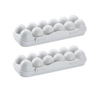 TEHAUX 2pcs Stackable Egg Storage Containers for Refrigerator Food-grade Egg Holder Boxes Space-saving Protective Carriers to Prevent Cracks and Keep Fresh