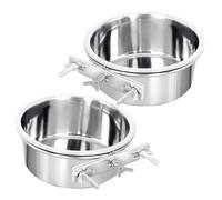 TEHAUX 2pcs Stainless Steel Pet Bowls Hanging Design Anti-overturn Puppy Food Basin Bite-resistant Dog Cat Feeding Bowls with Smooth Surface for Convenient Cleaning