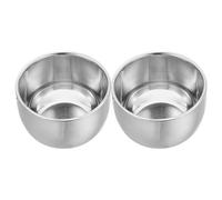 TEHAUX 2pcs Stainless Steel Shaving Soap Bowl for Men 200ml Double Layer Design Enhances Foam Fineness and Improves Shaving Efficiency Travel and Home Use Silver