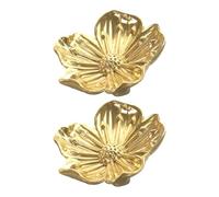 TEHAUX 2pcs Vintage Brass Flower Drawer Knobs Classic Retro Single Cabinet Pulls for Kitchen Wardrobe Dresser Brass Construction with Comfortable Grip Elegant Floral Petal Design for Home