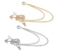 TEHAUX 2pcs Violin Brooch Instrument Lapel Pin for Women Clothes Suit Jacket Sparkling Crystals for Music Lover