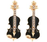 TEHAUX 2pcs Violin Brooch Set Metal Enamel Lapel Pins for Women Clothes, Creative Instrument Pin Accessories for Jackets and Suits, Black Violin Design