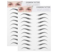 TEHAUX 2pcs Waterproof 3D Eyebrow Tattoo Transfer Stickers Natural Hair-Like Fake Eyebrows for Women and Men Makeup Tool Black Stickers for Daily Use
