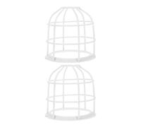 TEHAUX 2pcs White Metal Lamp Shade Protective Light Bulb Guard Cage for Industrial Workshop Lighting Signal Lamp Safety Frame Anti-Collision Explosion-Proof