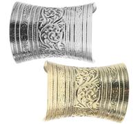 TEHAUX 2pcs Women Bangle Bracelet Set Metal Wrist Jewelry Raised Pattern, Open Style, Classic and Trendy Design, Not Easy to Wear or Deform, for Daily Wear