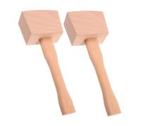 TEHAUX 2pcs Wooden Hammer Wooden Ice Crusher Wood Hammer Home Bartending Tools Wood Mallet Woodworking Beech Khaki