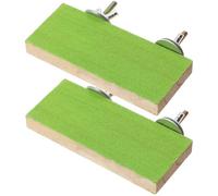 TEHAUX 2pcs Wooden Rectangular Bird Perch Platforms for Parakeet and Black Cockatoos, Resting Stand for Bird Cage, Sturdy Green Parrot Stand Accessory