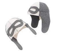 TEHAUX 2pcs Wool Felt Sauna Hat for Men and Women, Lightweight Insulating Bucket Hats with Creative Flying Captain Design, Steam Room Headwear for Bathing and Travel