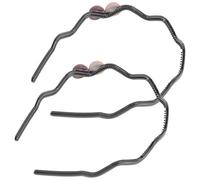 TEHAUX 2pcs Zig Double Ball Headbands for Women and, Black Grey and Wine Red Color Block Design, Decorative Hair Accessories Teeth Grip for Daily Wear and Party