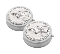 TEHAUX 2pcs Zinc Alloy Rosary Jewelry Box Small Portable Catholic Keepsake Case for Holy Communion Confirmation Travel Mini Religious Trinket Holder